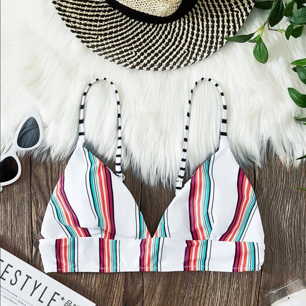 Striped bikini top multicolor